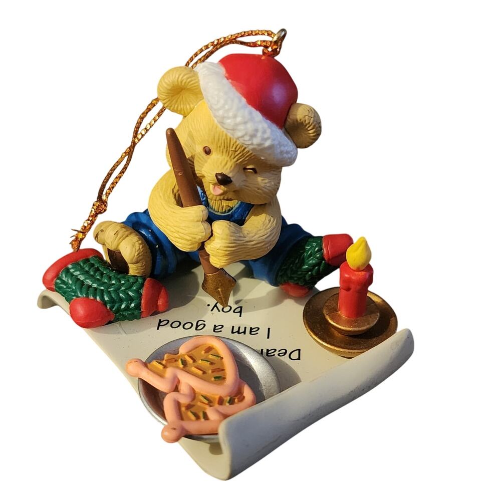 1998 Kirkland Christmas Ornament Dear Santa I am a good boy Teddy Bear